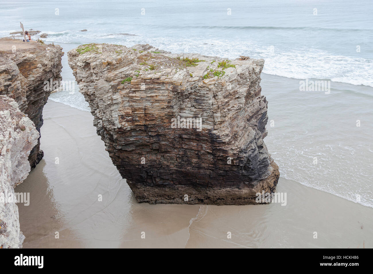 Beach of the Cathedrals. Of international tourist interest is the sharp Stock Photo