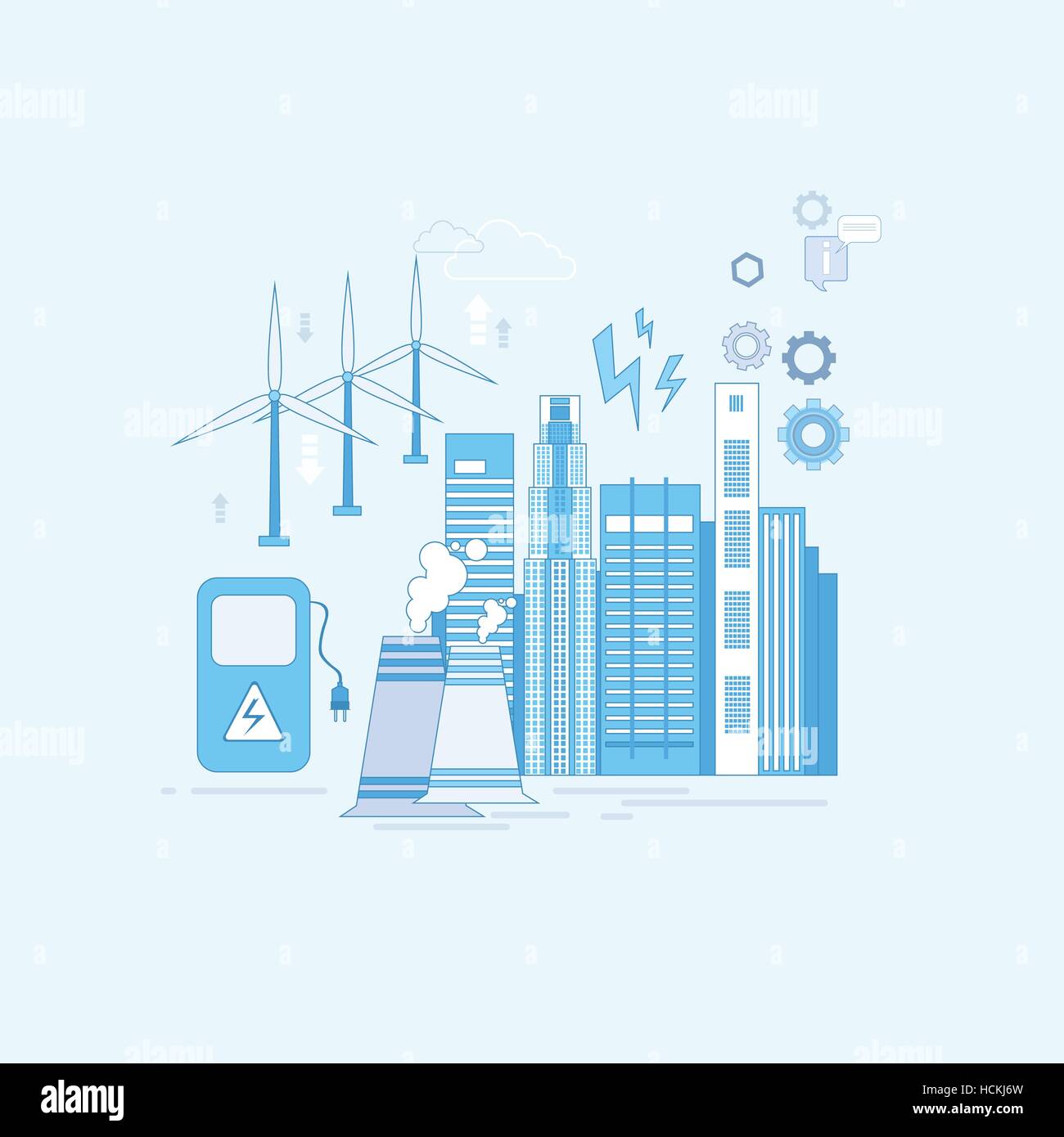 Electricity Generation Station Industry  Banner Stock Vector Image