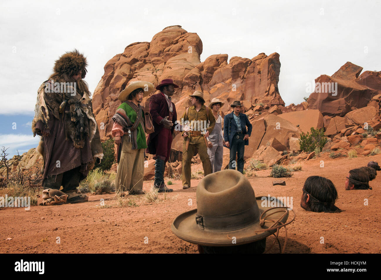 THE RIDICULOUS 6 From Left Jorge Garcia Rob Schneider Terry Crews the-ridiculous-6-2015-frank-coraci-cinema