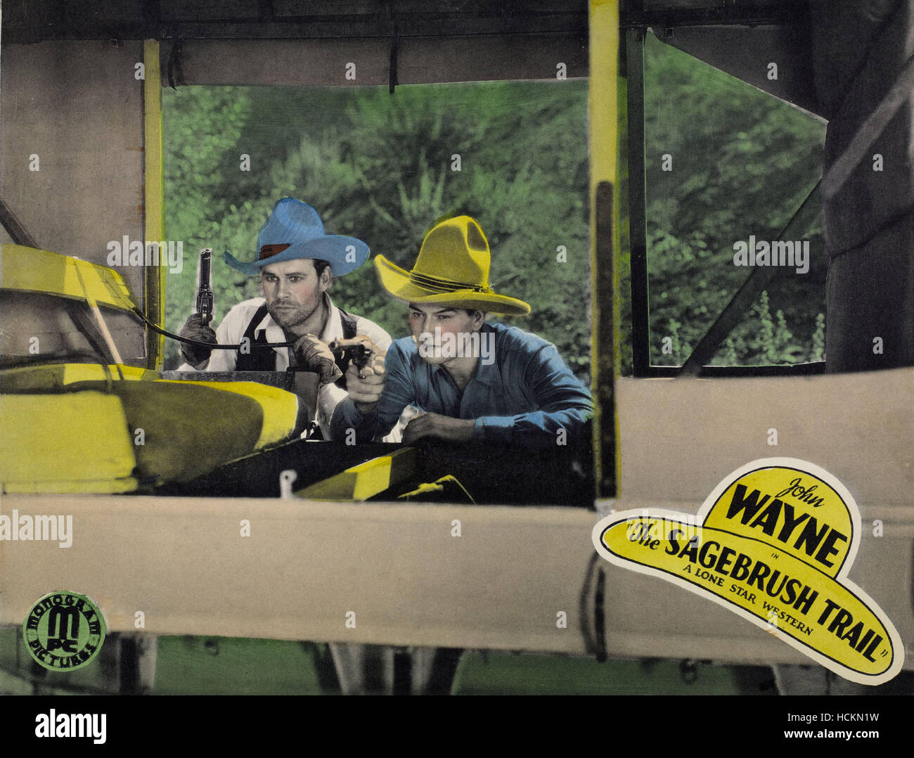 SAGEBRUSH TRAIL, from left, Lane Chandler, John Wayne, 1933 Stock Photo