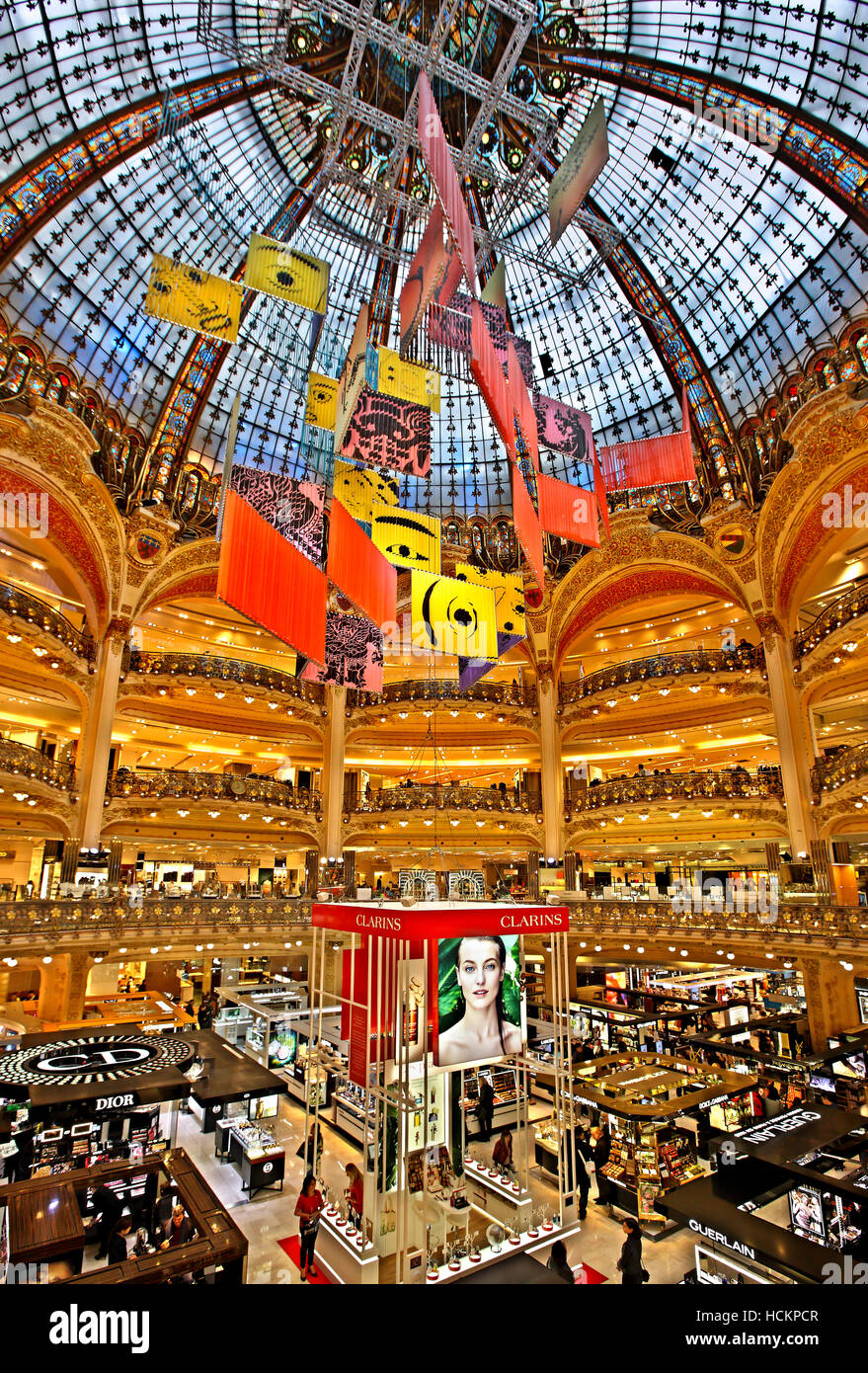 The Galeries Lafayette, the most famous Parisienne shopping center (since 1894), at 9th arrondissement, Paris, France Stock Photo