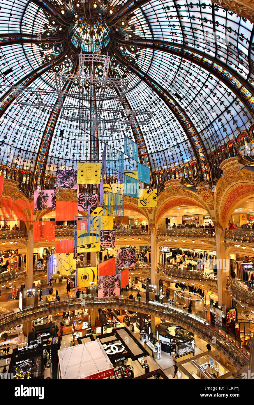 The Galeries Lafayette, the most famous Parisienne shopping center (since 1894), at 9th arrondissement, Paris, France Stock Photo