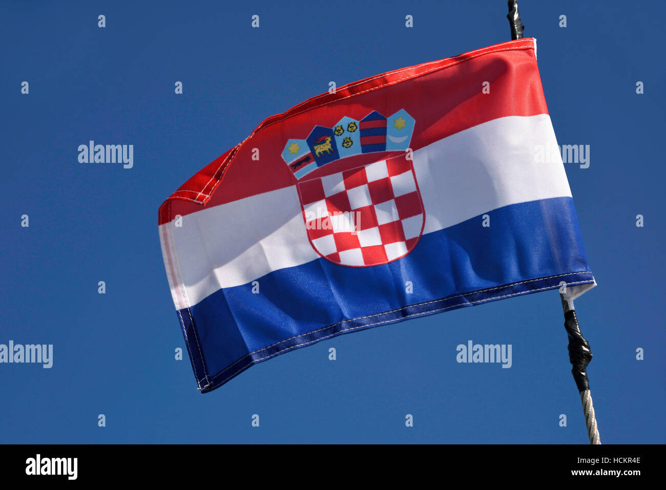 Flag of Croatia in front of blue sky Stock Photo