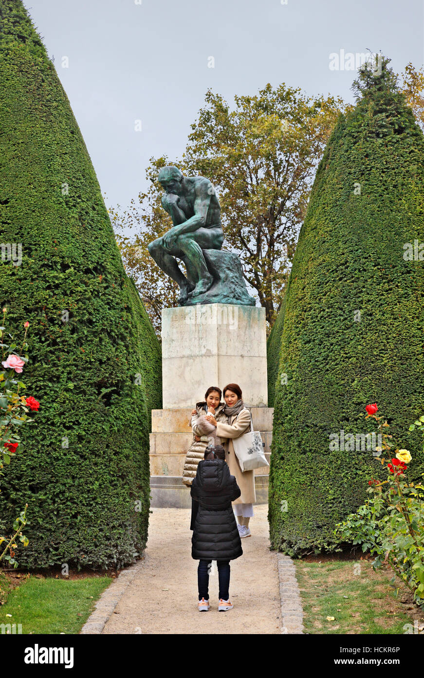 'The Thinker' (Le Penseur) by Auguste Rodin in the gardens of Rodin Museum, Saint-Germain, Paris, France Stock Photo