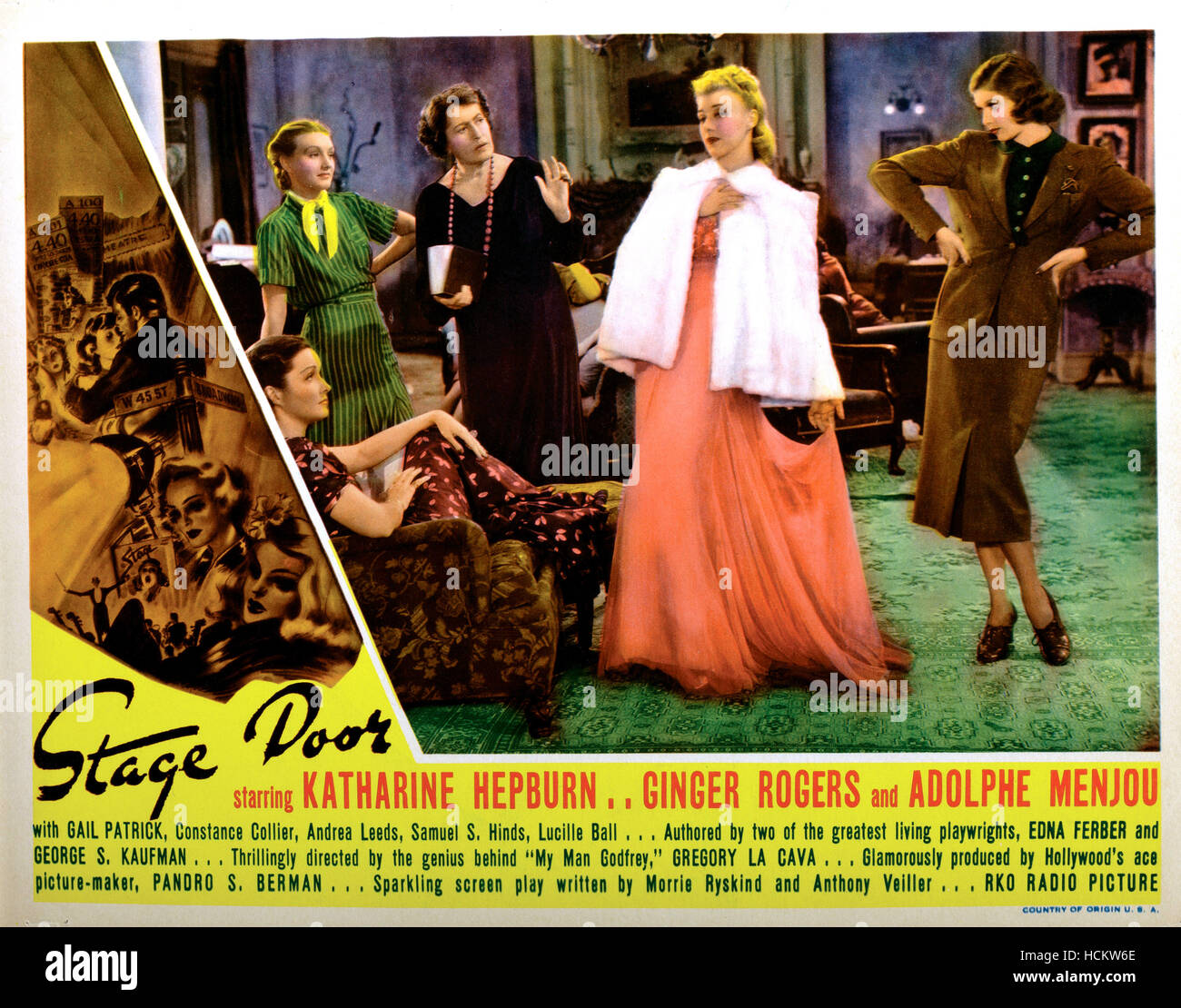 STAGE DOOR, lobbycard, Gail Patrick, Constance Collier, Ginger Rogers