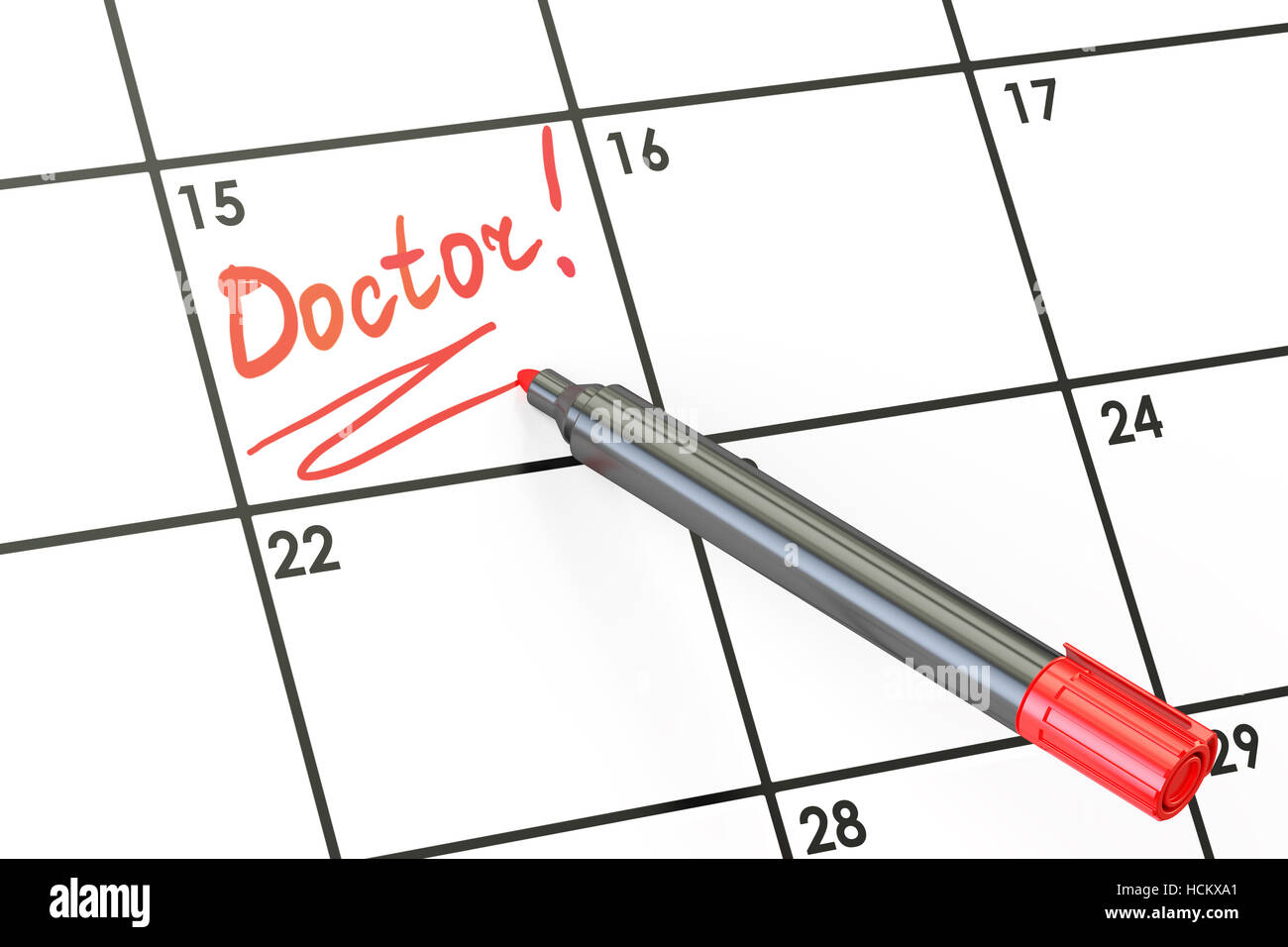 Doctor date on calendar concept, 3D rendering Stock Photo