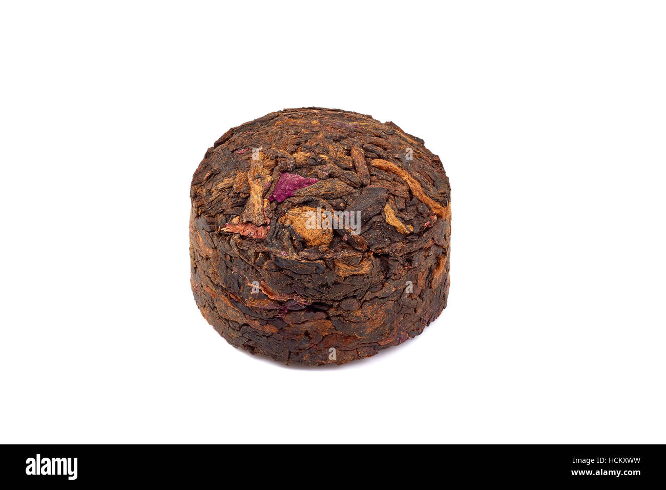 Chinese fermented Puer tea on white Stock Photo