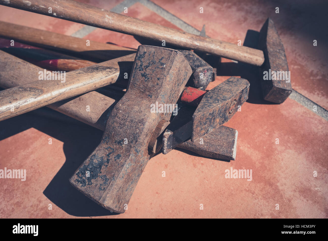 old hammers, vintage tools, rusty hammer Stock Photo