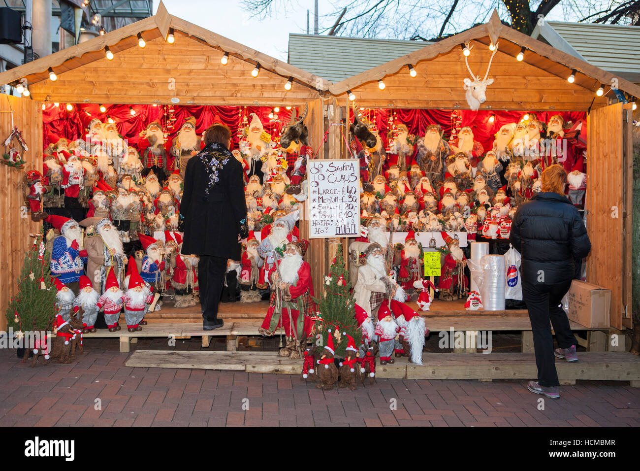 Christmas markets &amp; shops, signs, and shoppers in the retail sector