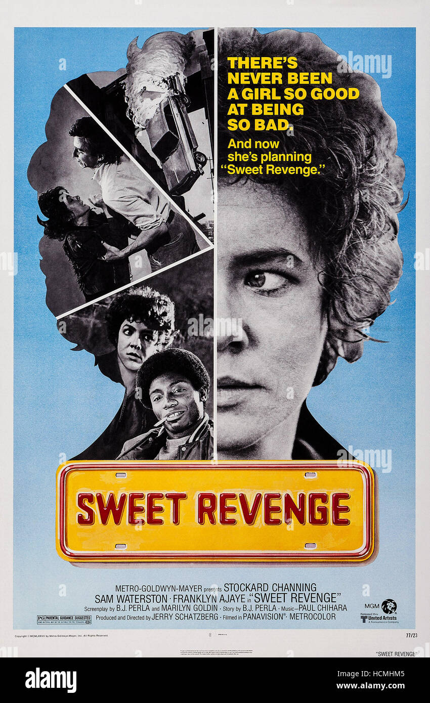 SWEET REVENGE, US poster art, left and right: Stockard Channing; top inset: Sam Waterston; bottom inset: Franklyn Ajaye, 1976 Stock Photo