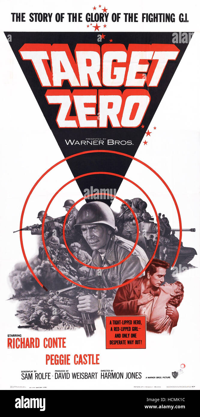 TARGET ZERO, US poster, Richard Conte (center), face to face from left