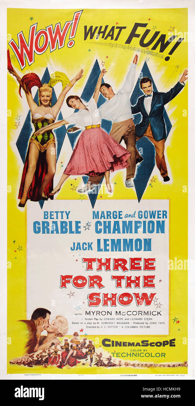 THREE FOR THE SHOW, US poster art, from left: Betty Grable, Gower ...