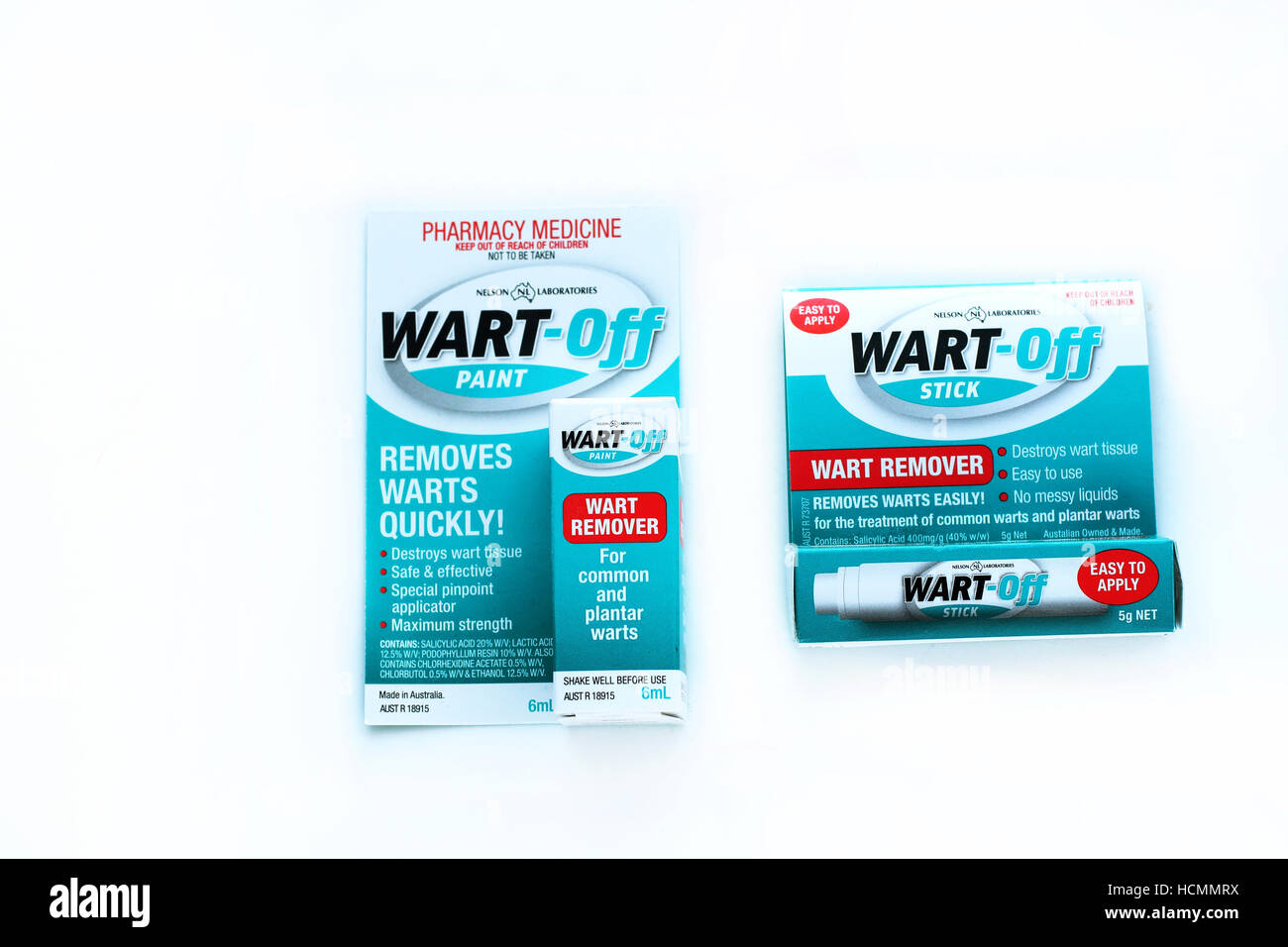 Wart off Stick  and Wart off Paint isolated on white background Stock Photo