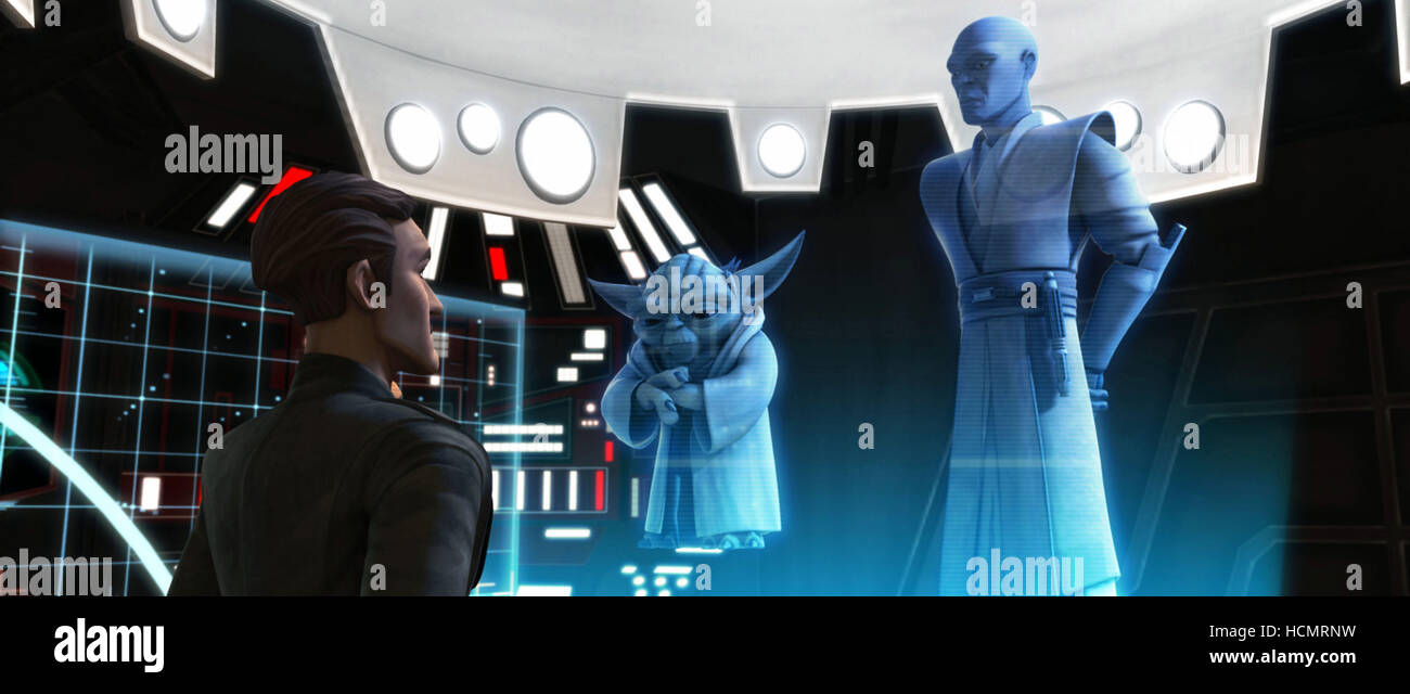 STAR WARS THE CLONE WARS, front, from left Admiral Yularen, Yoda