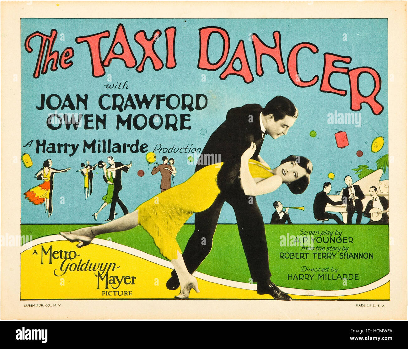 THE TAXI DANCER, lr Owen Moore, Joan Crawford on title card, 1927