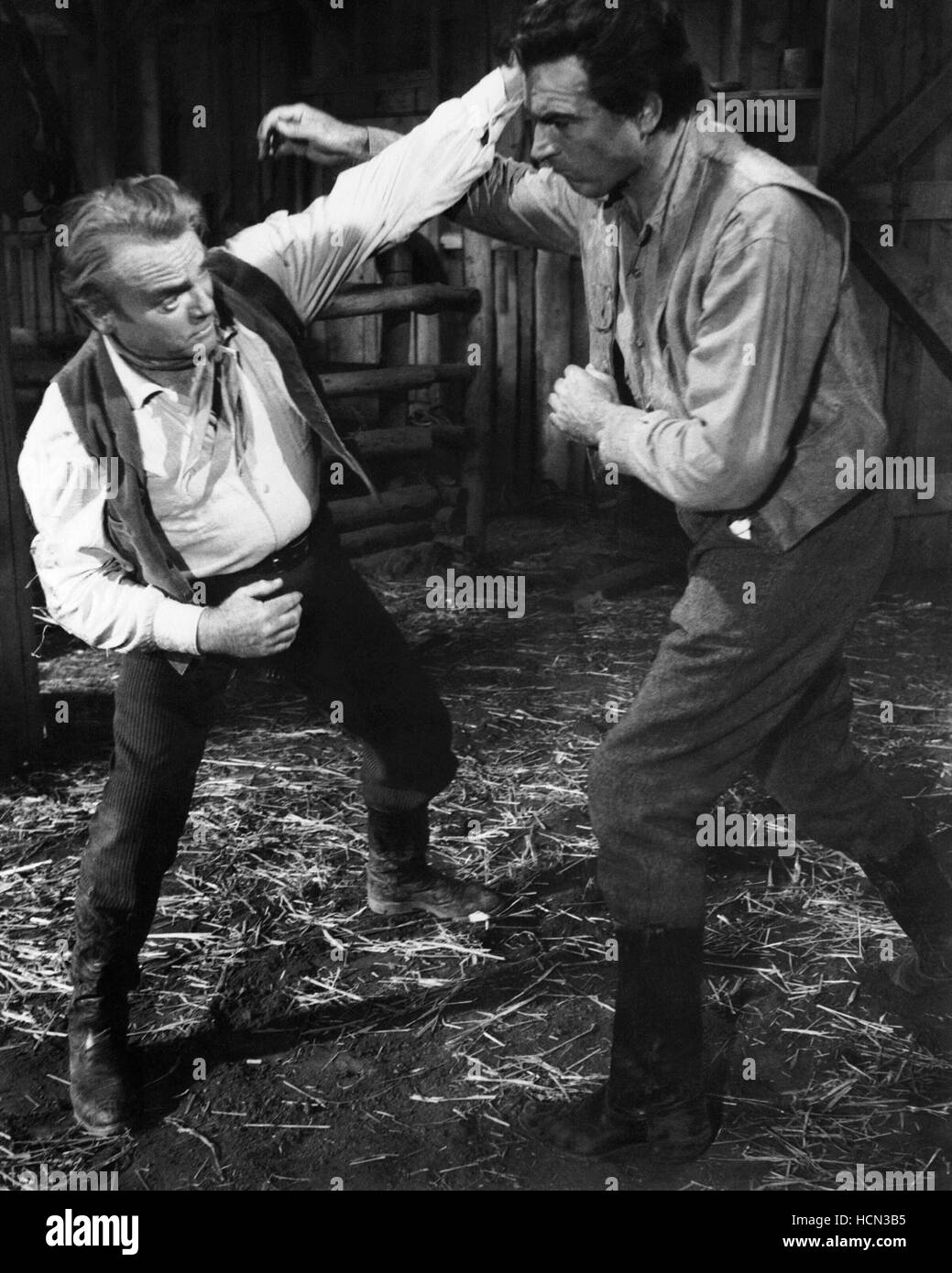 TRIBUTE TO A BAD MAN, James Cagney, Stephen McNally, 1956 Stock Photo