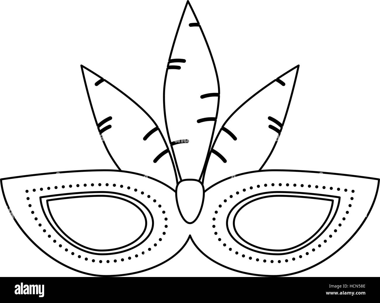brazil carnival mask feathers outline Stock Vector