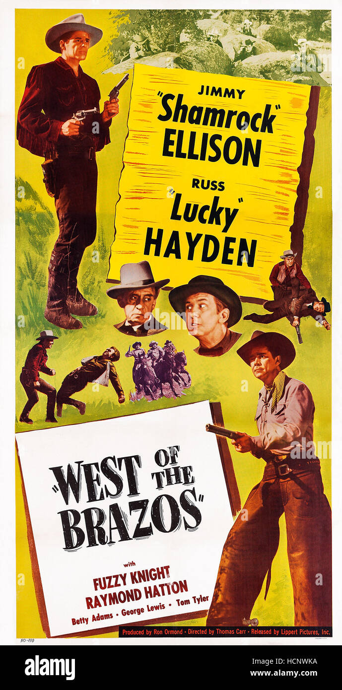 WEST OF THE BRAZOS, US Poster Art, From Top Left: James Ellison ...