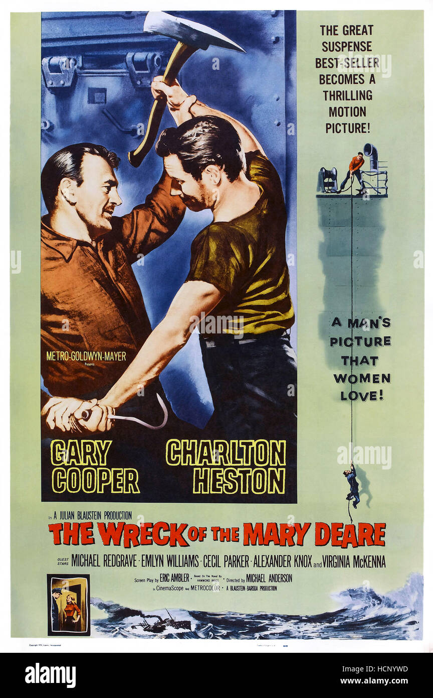 THE WRECK OF THE MARY DEARE, poster art, lr Gary Cooper, Charlton Heston, 1959 Stock Photo Alamy