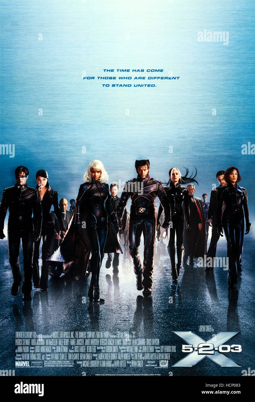 XMEN 2, advance poster, lr James Marsden, Kelly Hu, Patrick Stewart