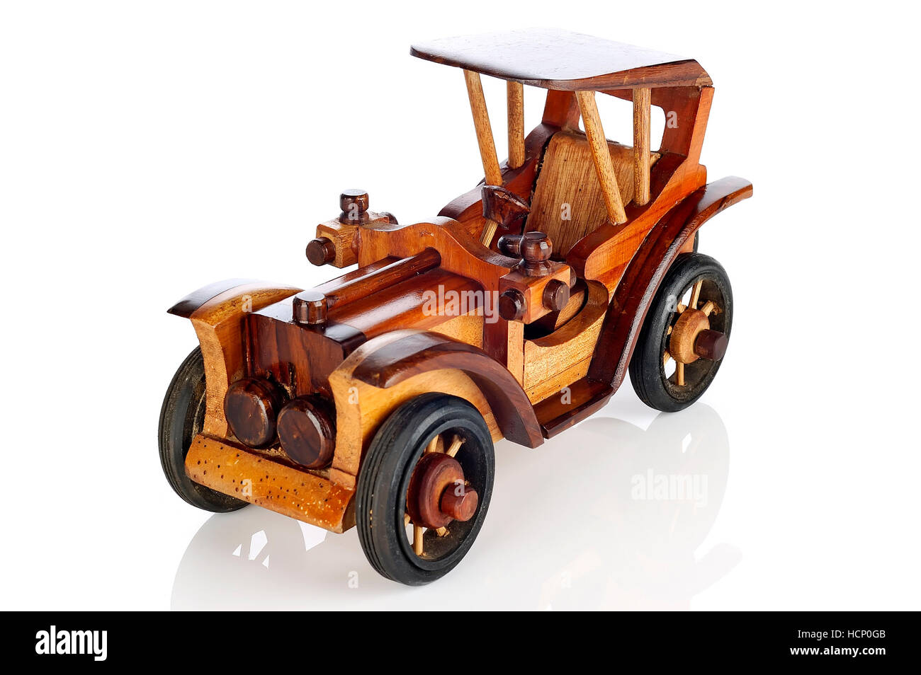 Wooden Car Toy on White Background Stock Photo - Alamy