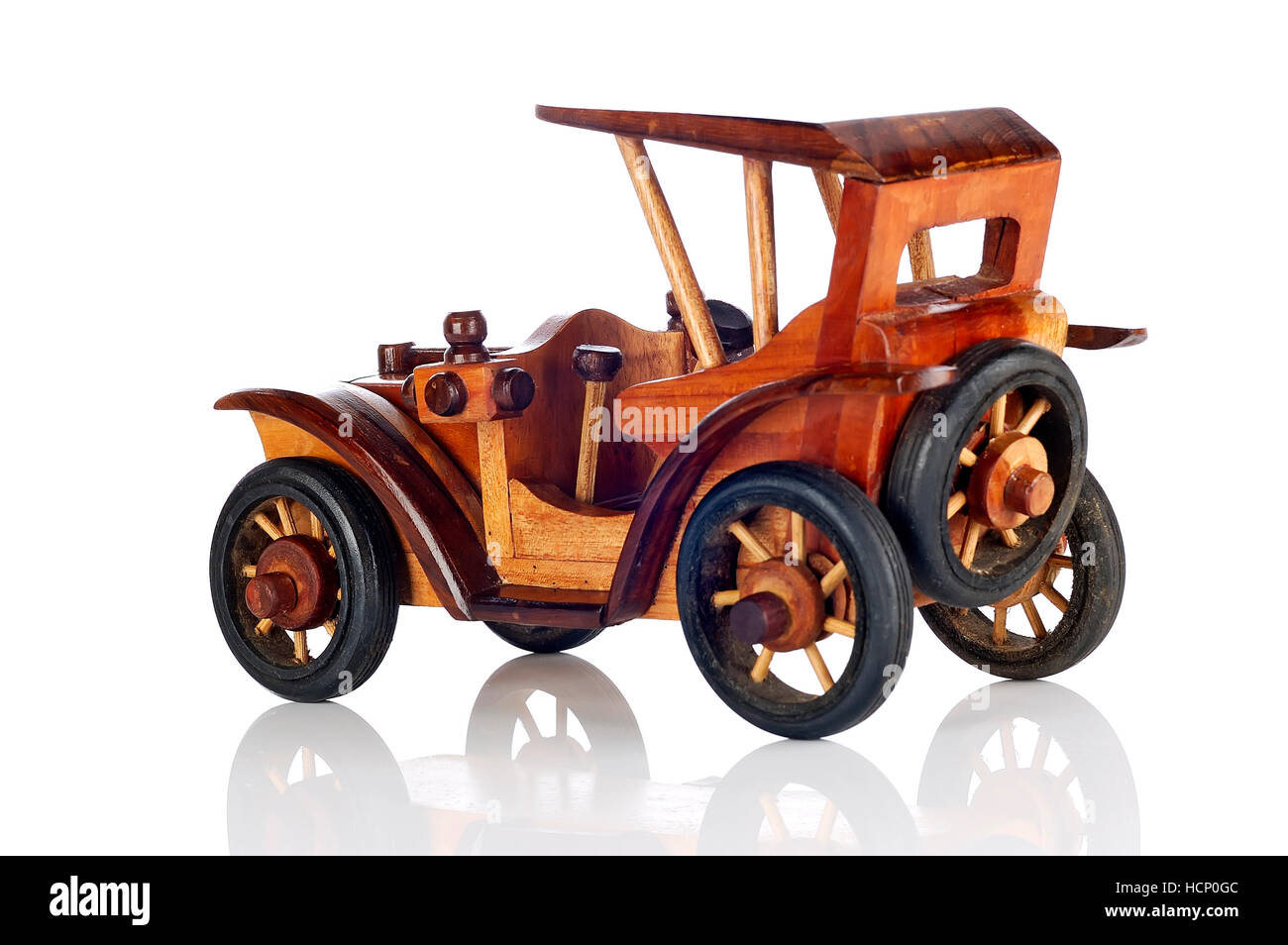 Wooden Car Toy on White Background Stock Photo - Alamy