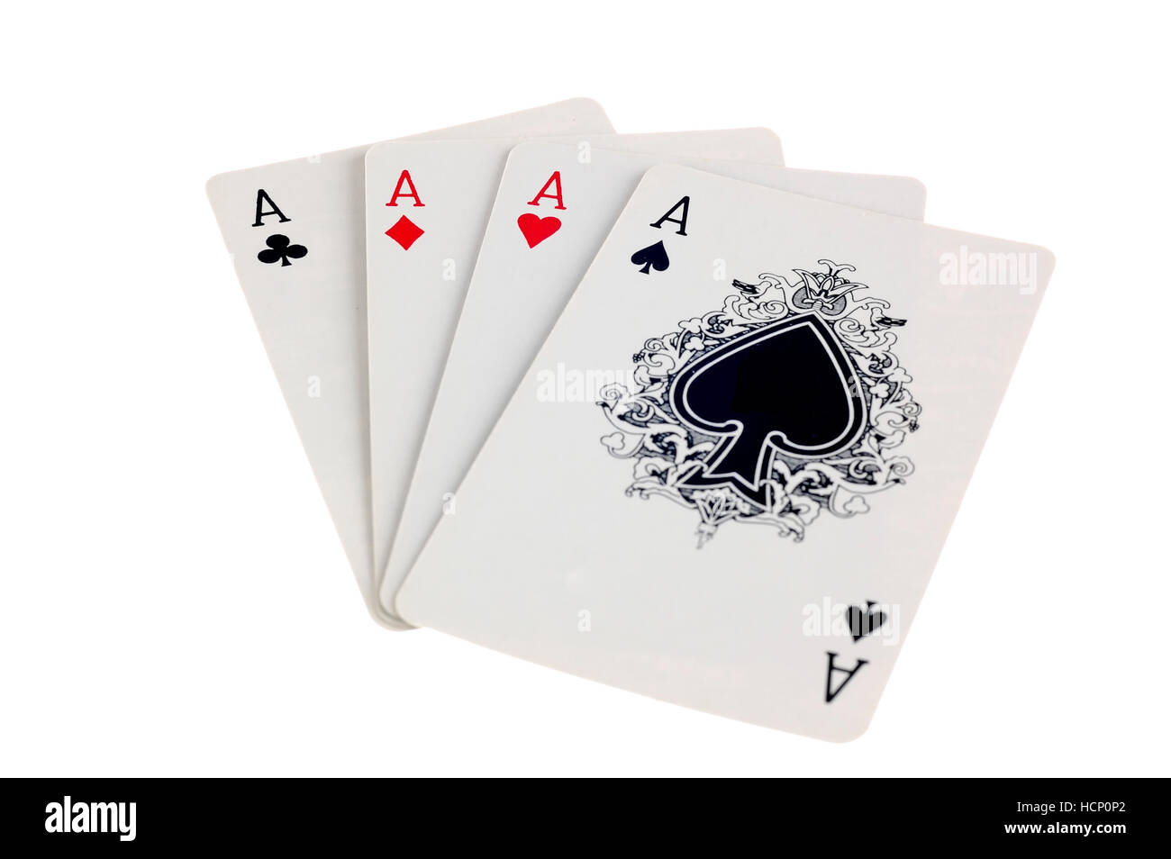 Four Aces on white background Stock Photo - Alamy