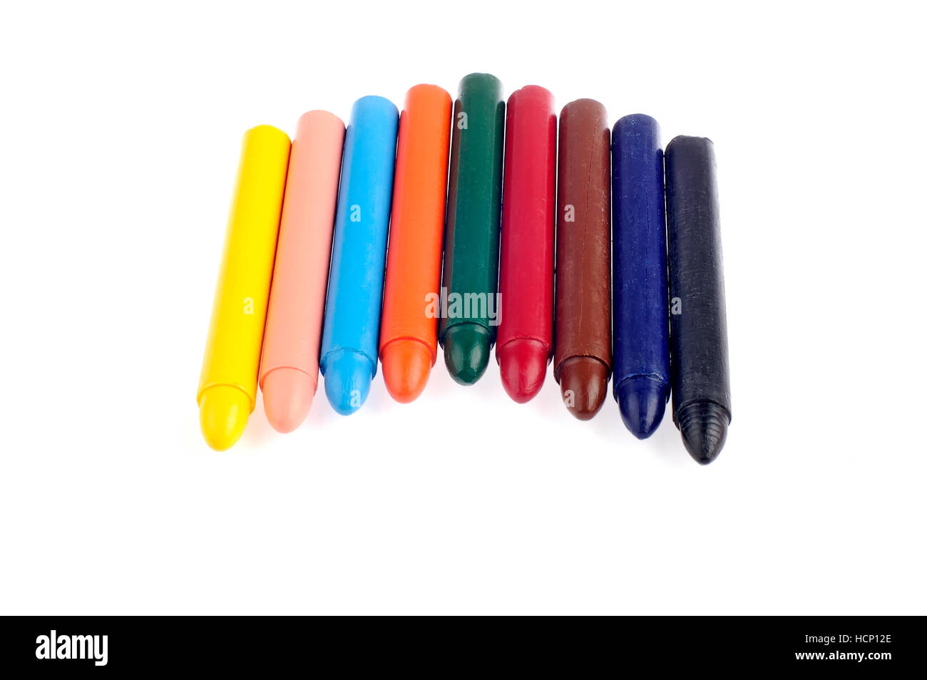 Colored wax crayons isolated on white background Stock Photo Alamy