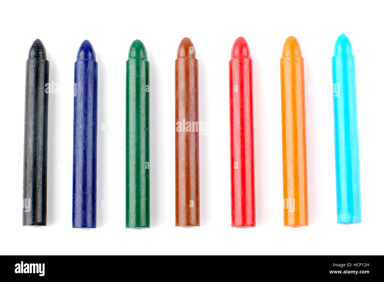 Colored wax crayons isolated on white background Stock Photo - Alamy