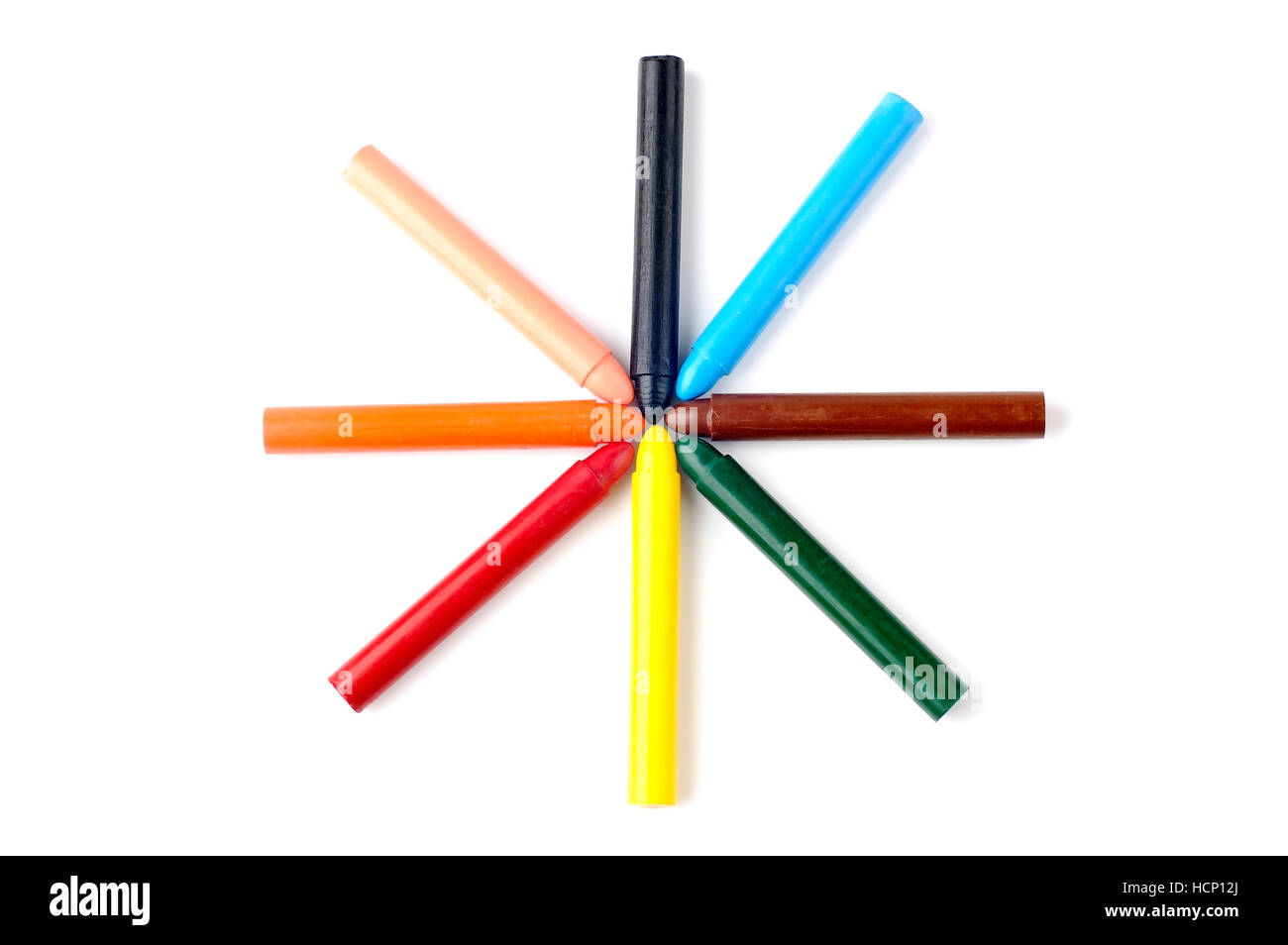 Colored wax crayons isolated on white background Stock Photo Alamy