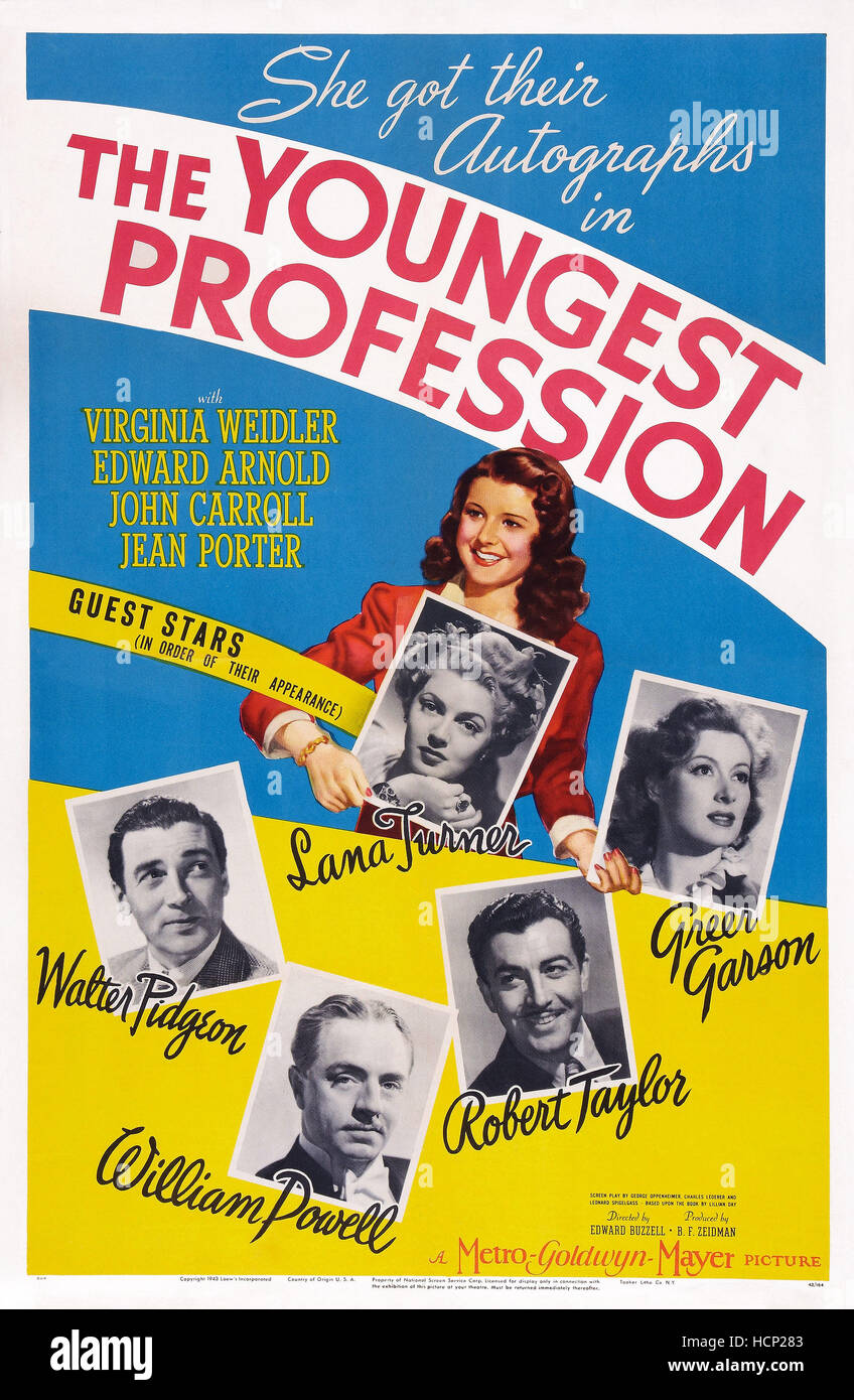 THE YOUNGEST PROFESSION, U.S. poster art: Walter Pidgeon, Lana Turner, Greer  Garson, Robert Taylor, William Powell, 1943 Stock Photo - Alamy