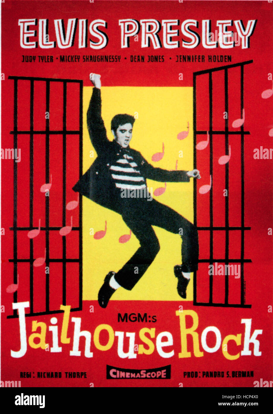 JAILHOUSE ROCK, Elvis Presley on Swedish poster art, 1957 Stock Photo -  Alamy, image size:919x1390