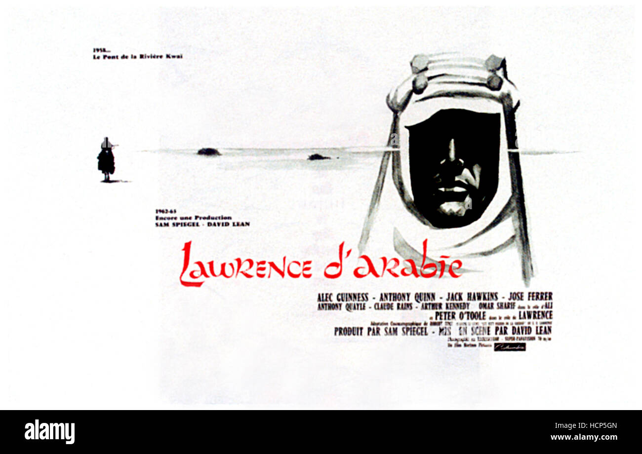 LAWRENCE OF ARABIA (aka LAWRENCE D'ARABIE), French poster art, 1962