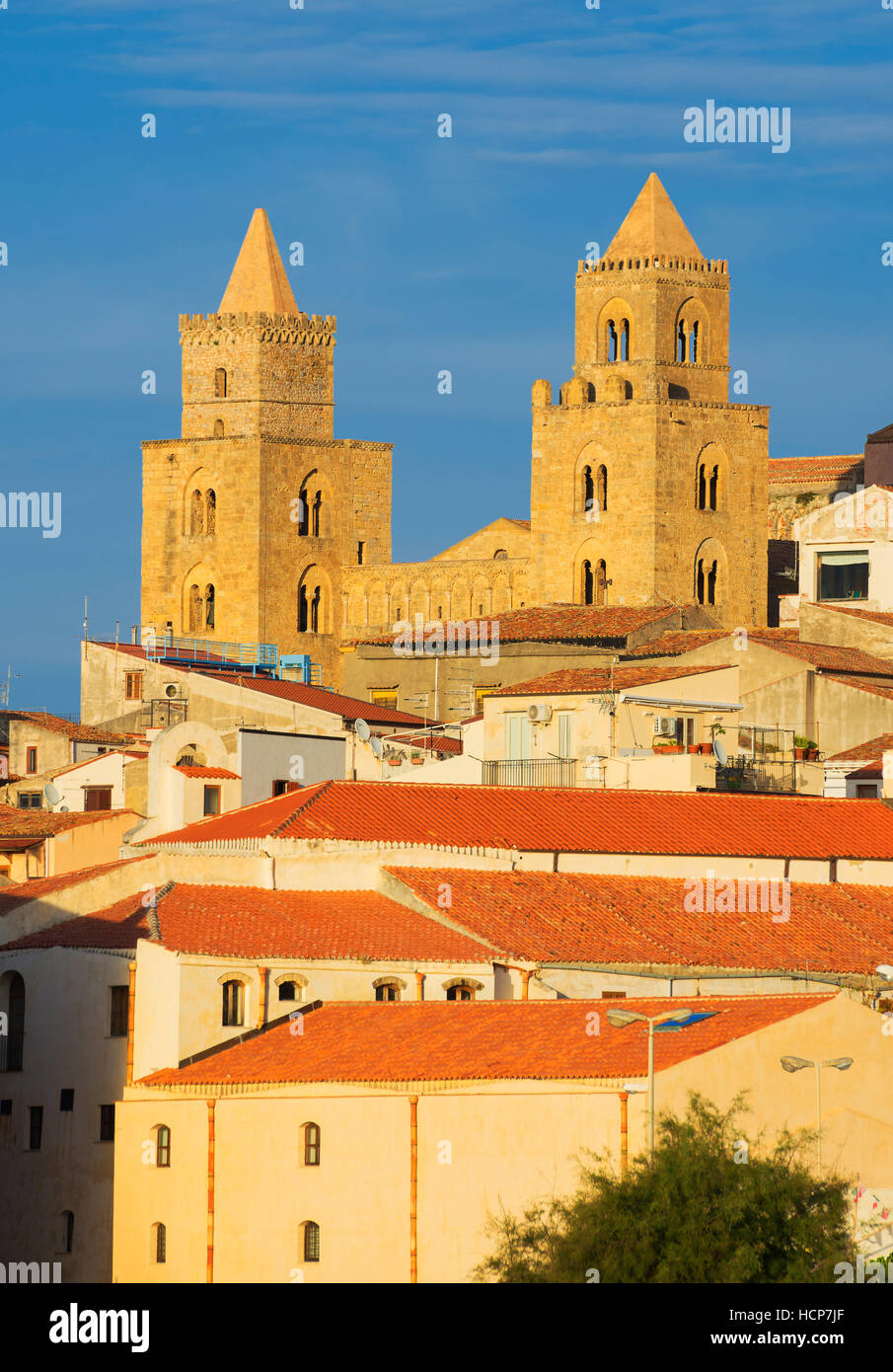 Santissimo Salvatore Cathedral, Cefalu, Sicily, Italy Stock Photo
