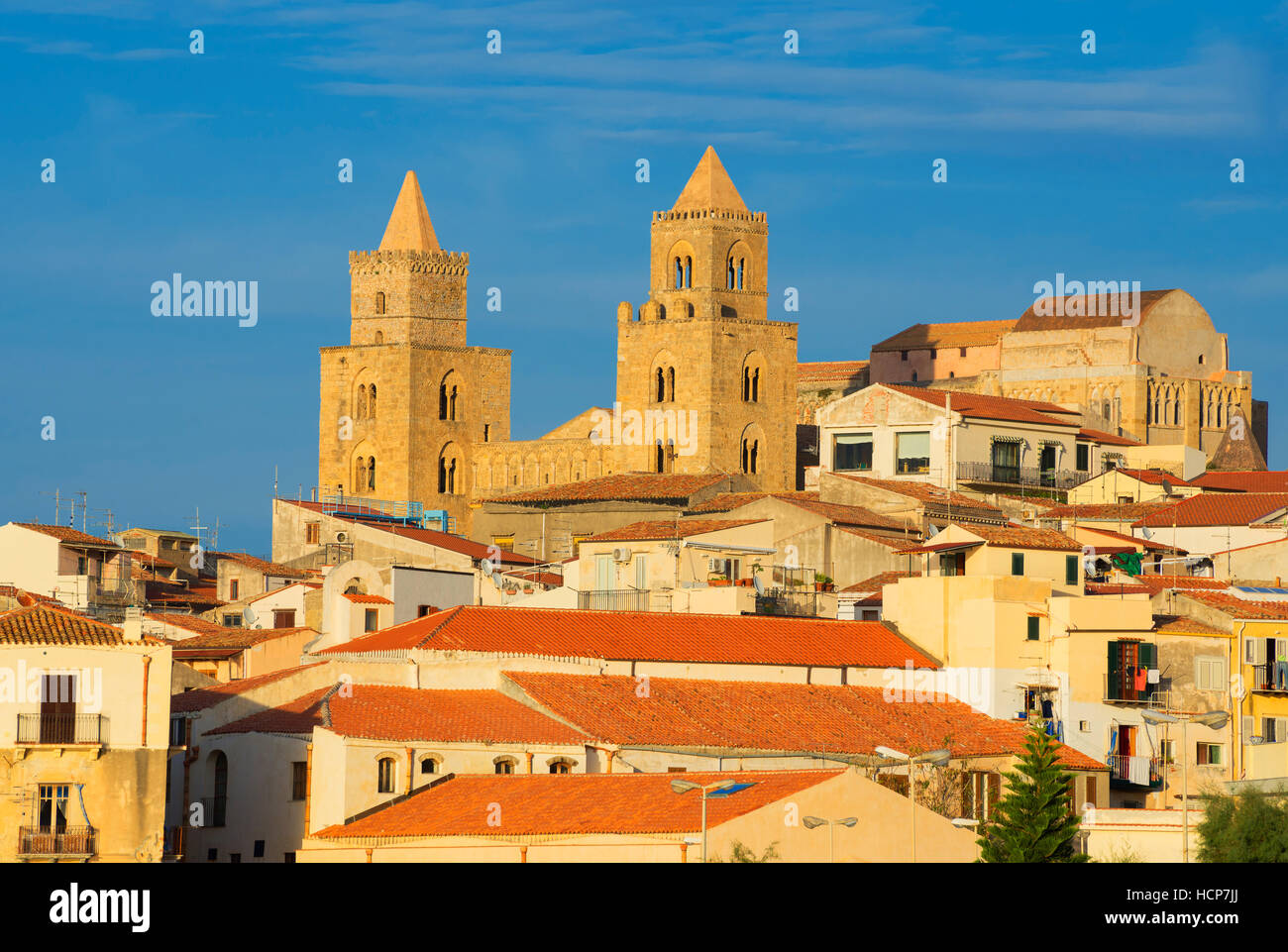 Santissimo Salvatore Cathedral, Cefalu, Sicily, Italy Stock Photo