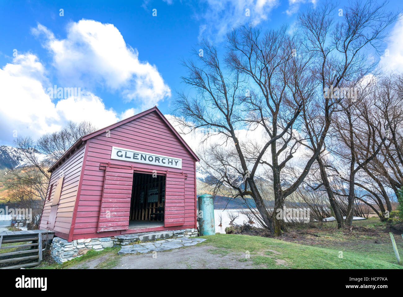 Red house at Glenorchy, NZ Stock Photo Alamy