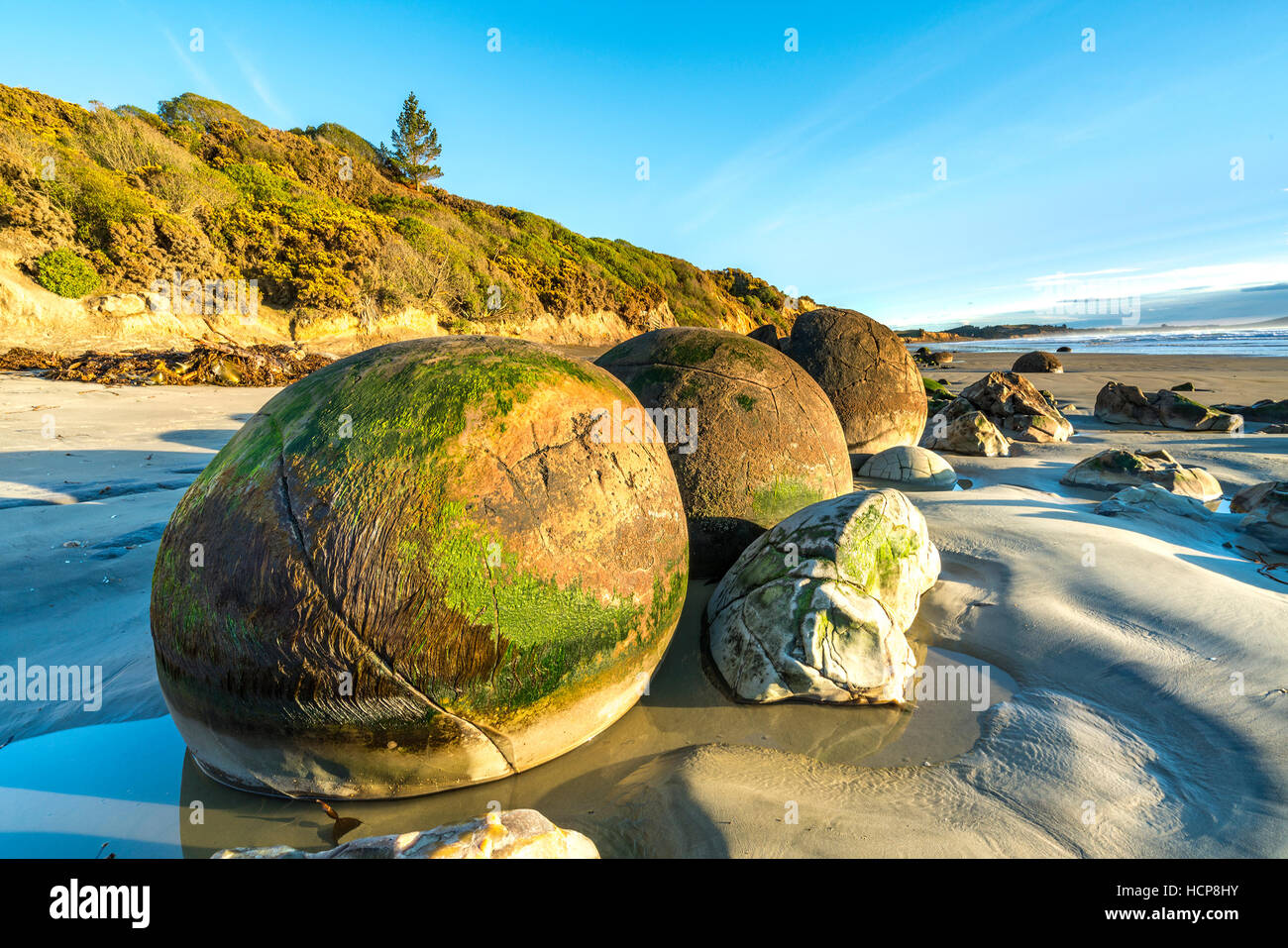 A giant ball shaped boulder almost covered in sand on the beach at Moeraki  South Island New Zealand Stock Photo - Alamy, boulder ball 