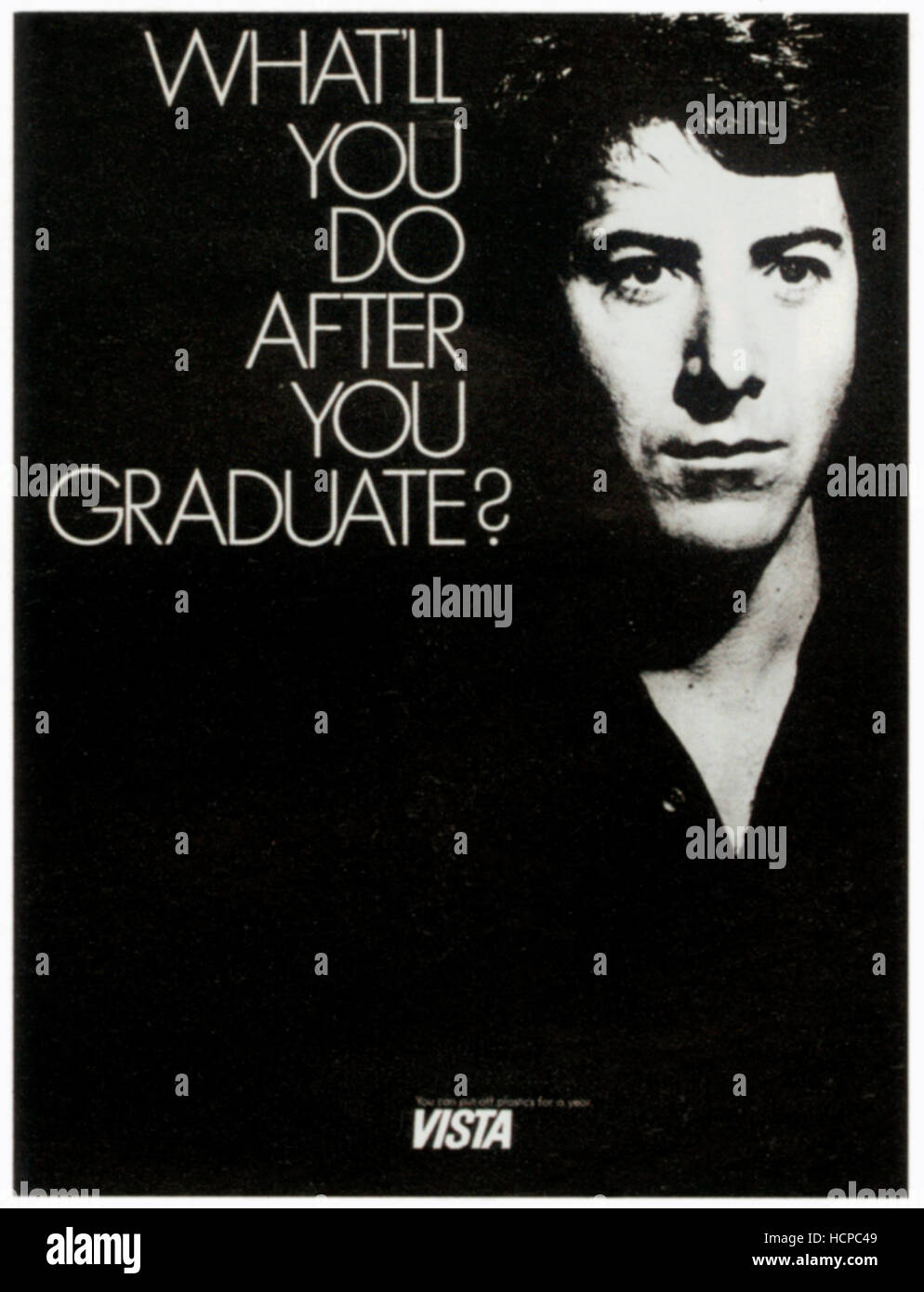 THE GRADUATE, Dustin Hoffman on U.S. Vista promotional poster, 1967