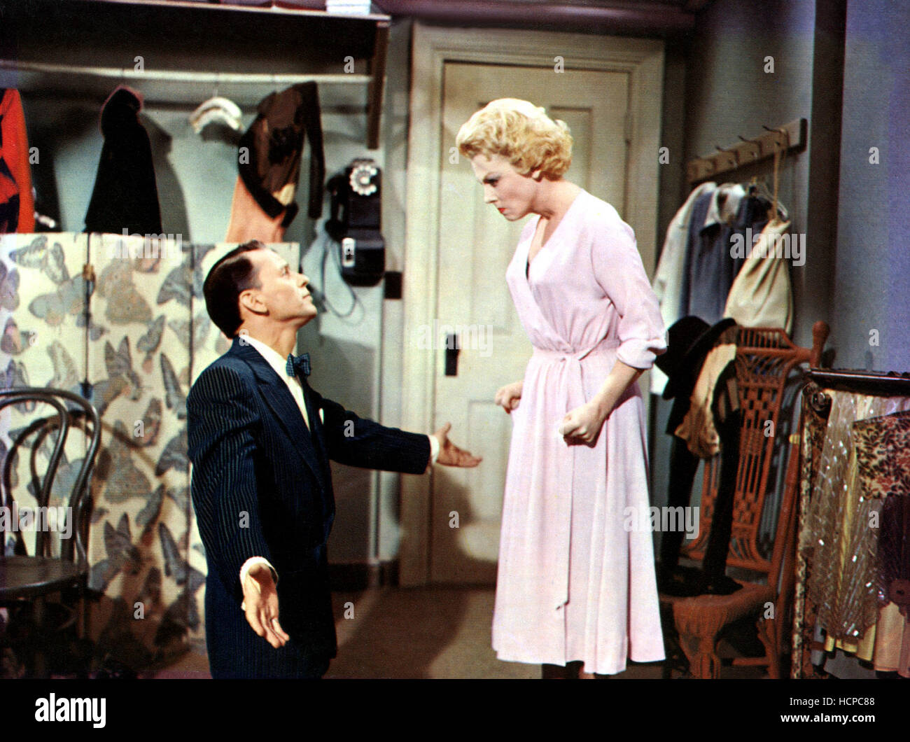 GUYS AND DOLLS, Frank Sinatra, Vivian Blaine, 1955, pleading Stock