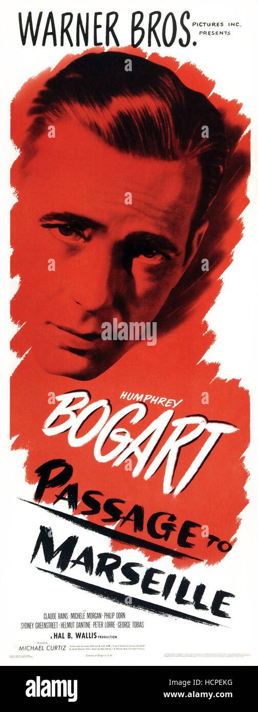 PASSAGE TO MARSEILLE, Humphrey Bogart on insert poster, 1944. Stock Photo