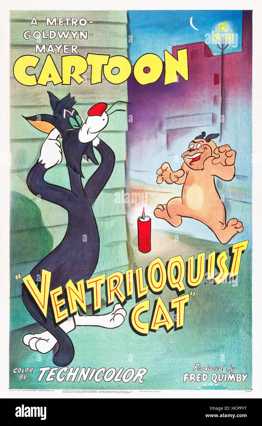 VENTRILOQUIST CAT, 1950. Stock Photo