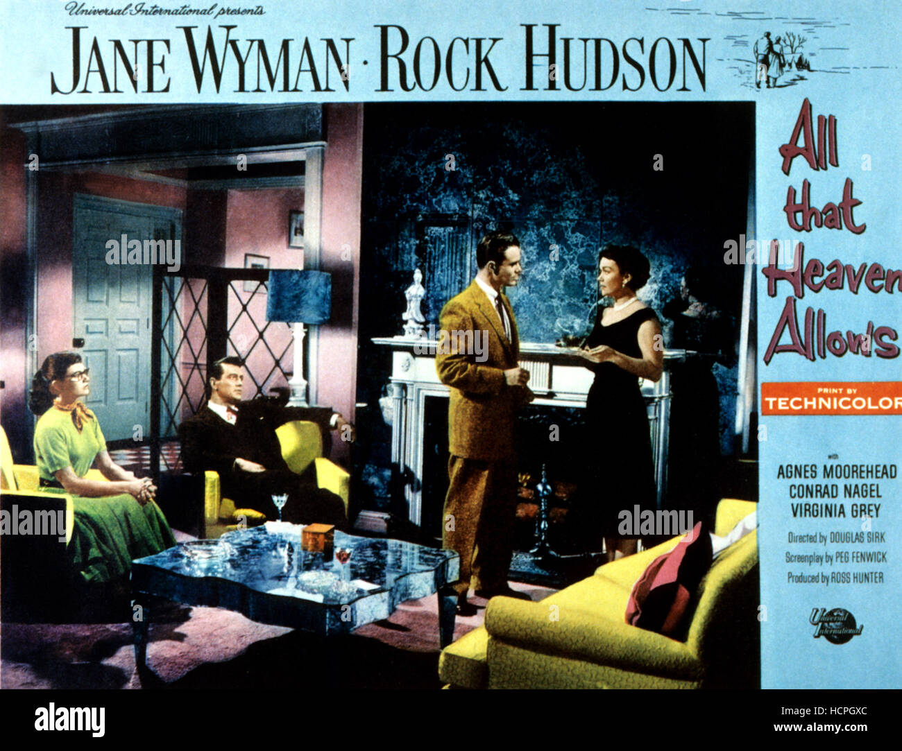 ALL THAT HEAVEN ALLOWS, Gloria Talbott, Rock Hudson, William Reynolds, Jane Wyman, 1955 Stock