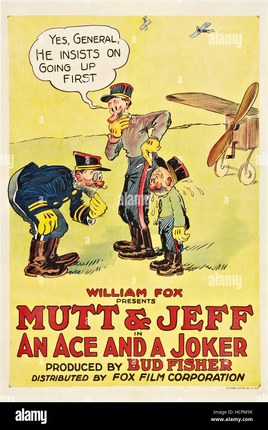 AN ACE AND A JOKER, US poster art, center: Mutt, right: Jeff, 1918, TM and Copyright ©20th Century Fox Film Corp. All rights Stock Photo