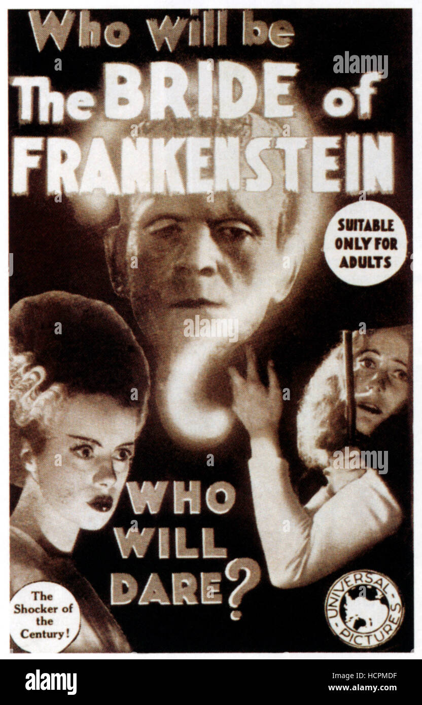THE BRIDE OF FRANKENSTEIN, from left: Elsa Lanchester, Boris Karloff ...