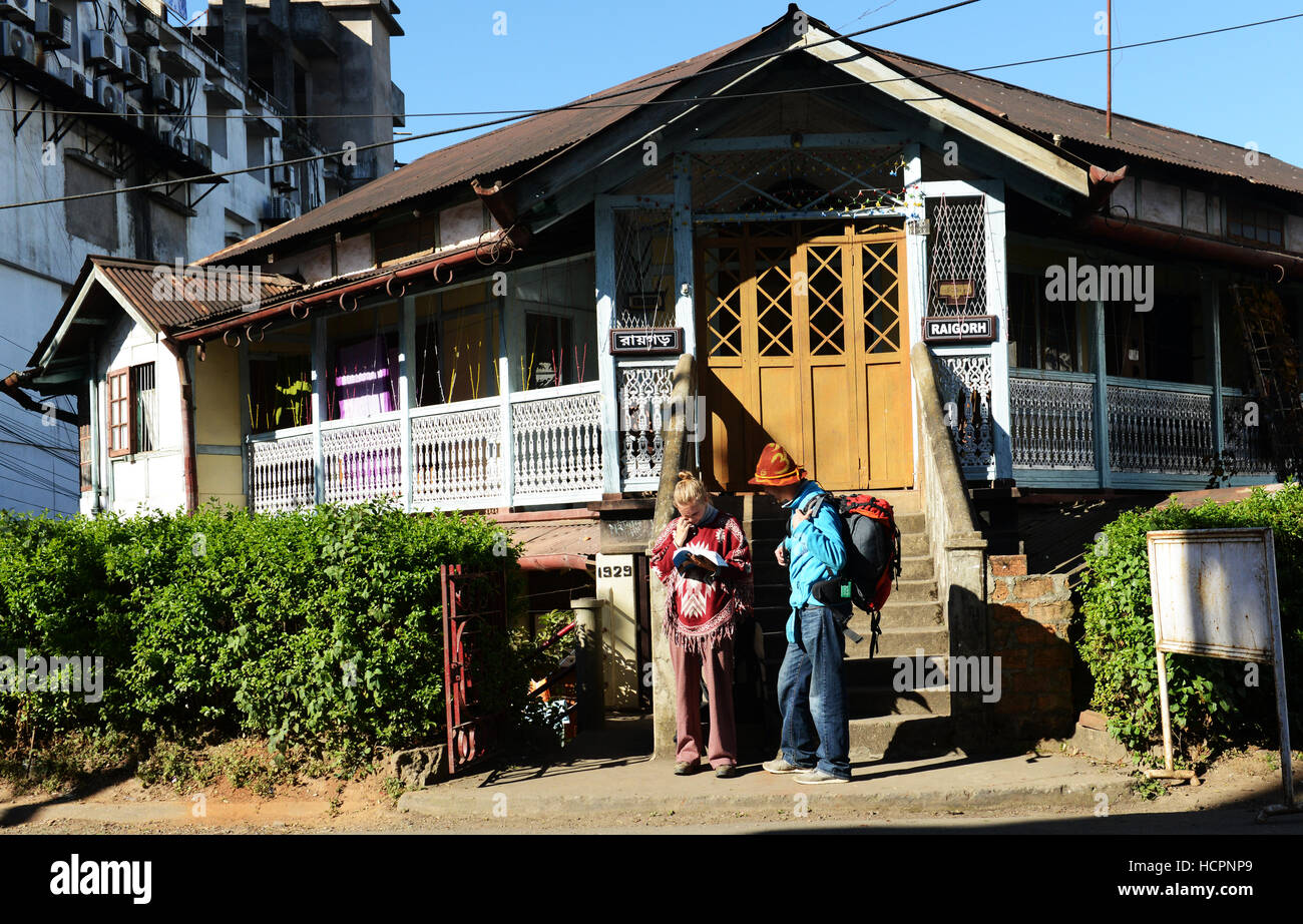 Backpackers in Shillong, India. Stock Photo