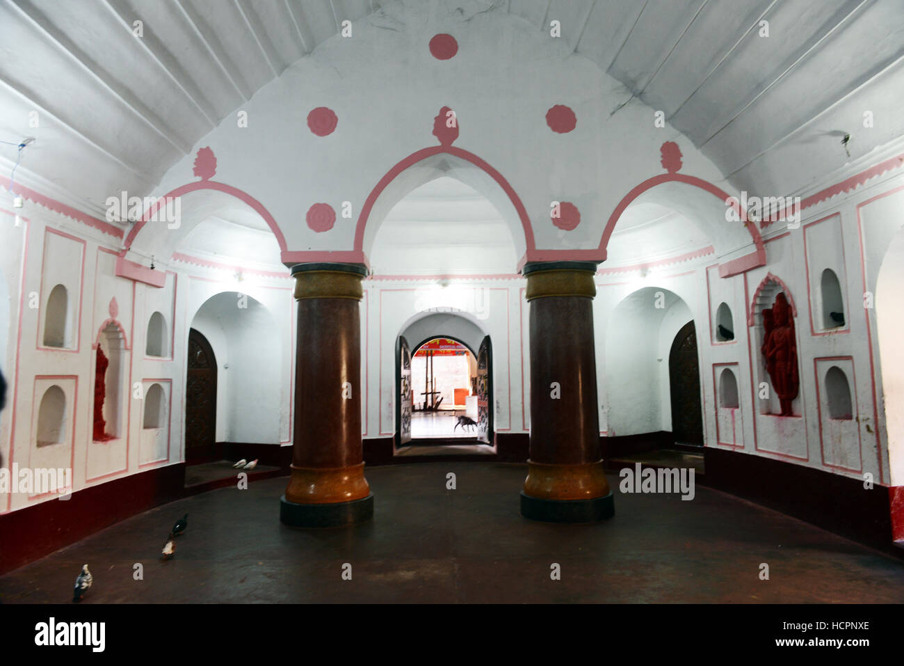 Interior hall near the sanctum of the Kamakhya temple in Guwahati, Assam. Stock Photo