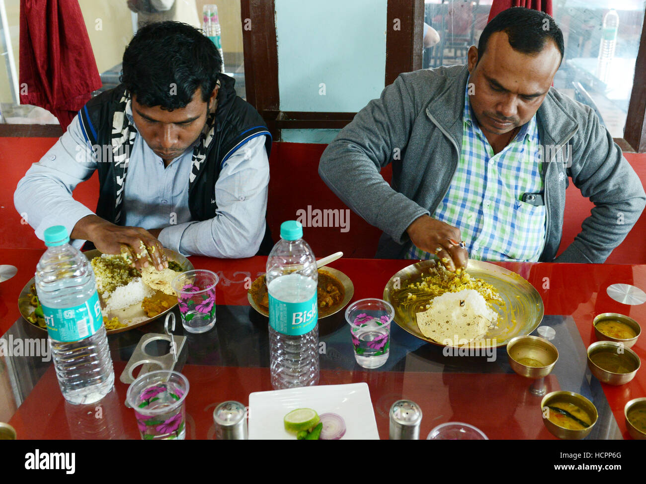 A traditional Thali meal in Assam, India. Stock Photo