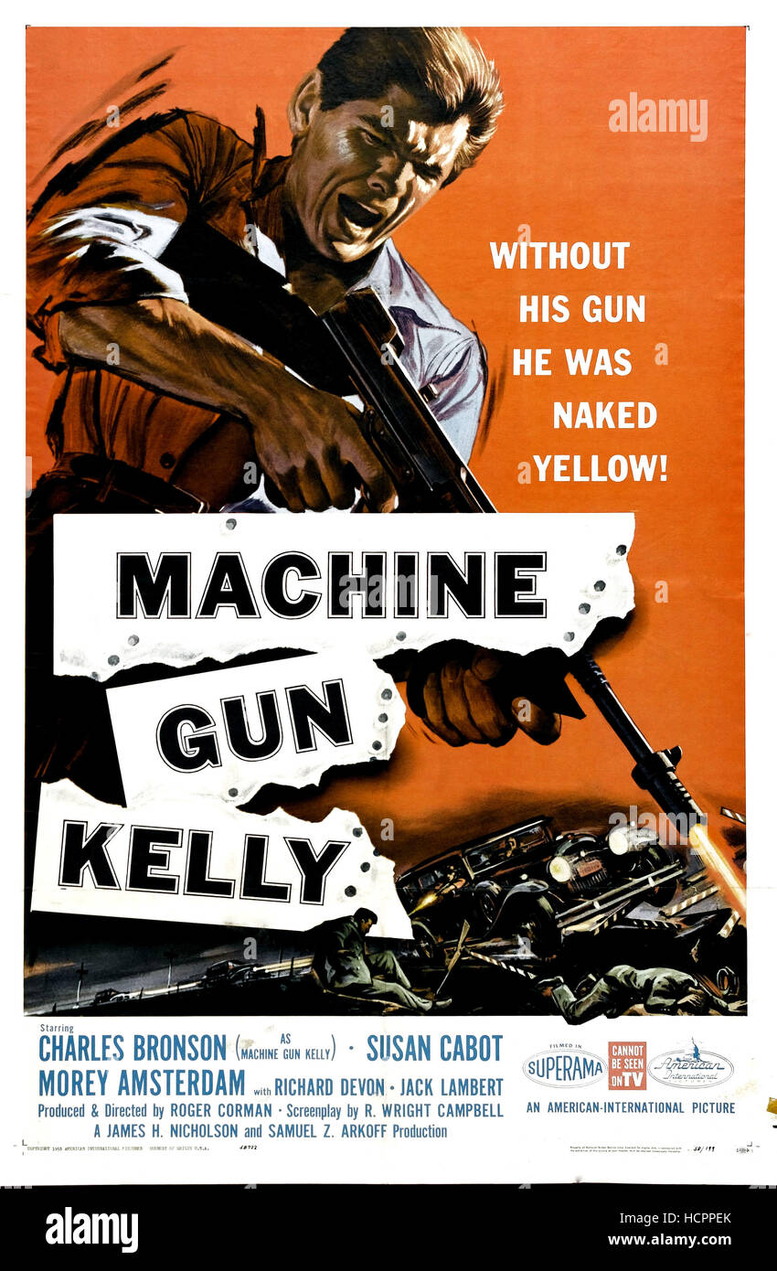 Machine Gunner Poster MACHINE-GUN KELLY, U.S. poster art, Charles Bronson, 1958 Stock Photo ...
