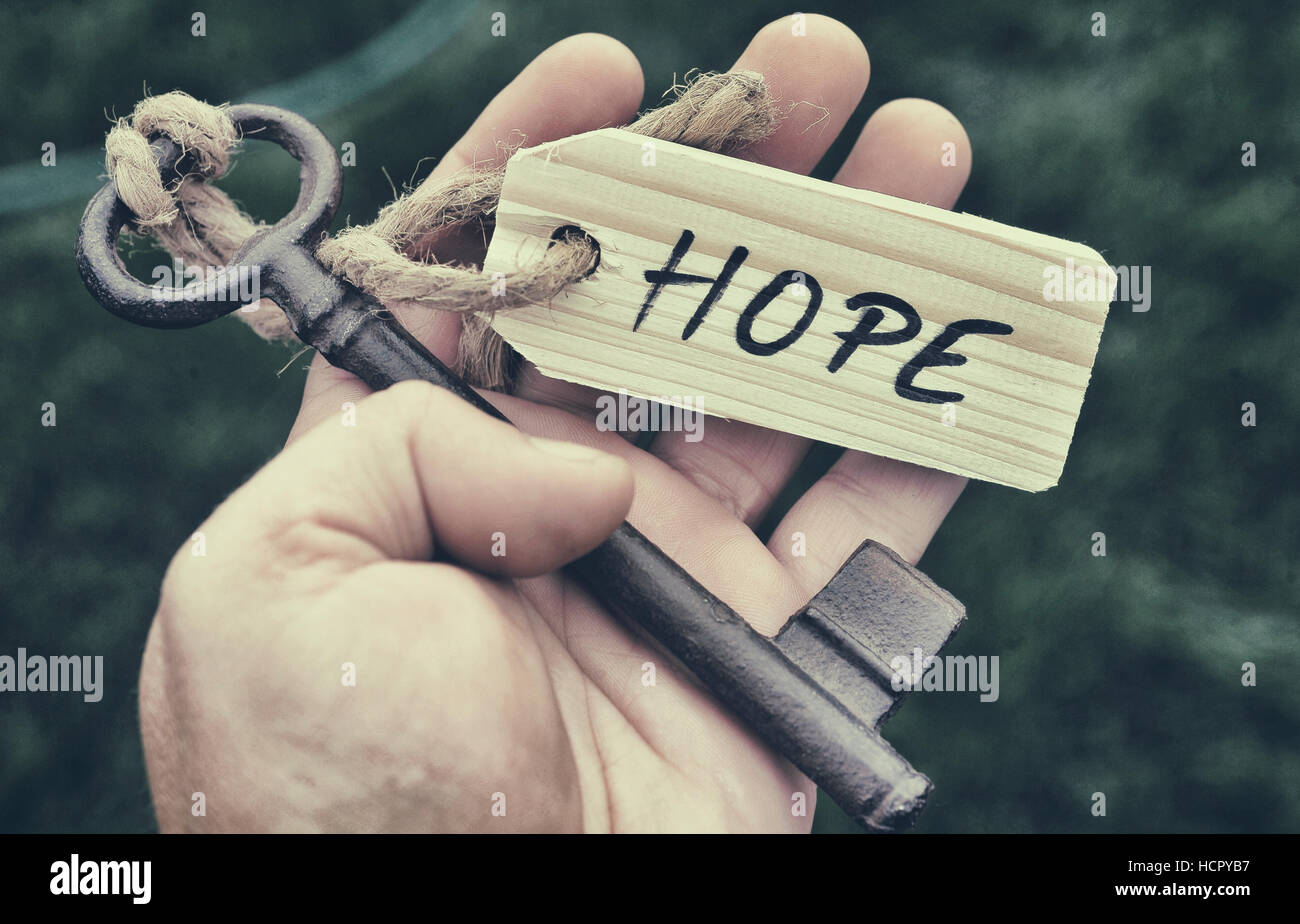 Key and label. Hope concept Stock Photo Alamy