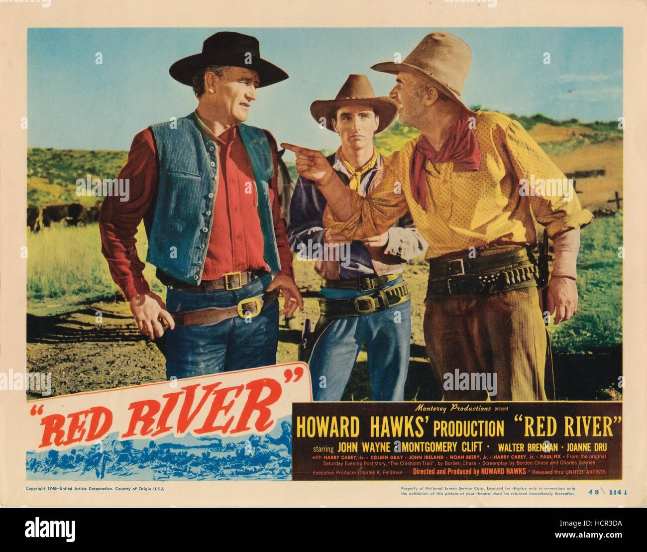 RED RIVER, from left: John Wayne, Montgomery Clift, Walter Brennan ...